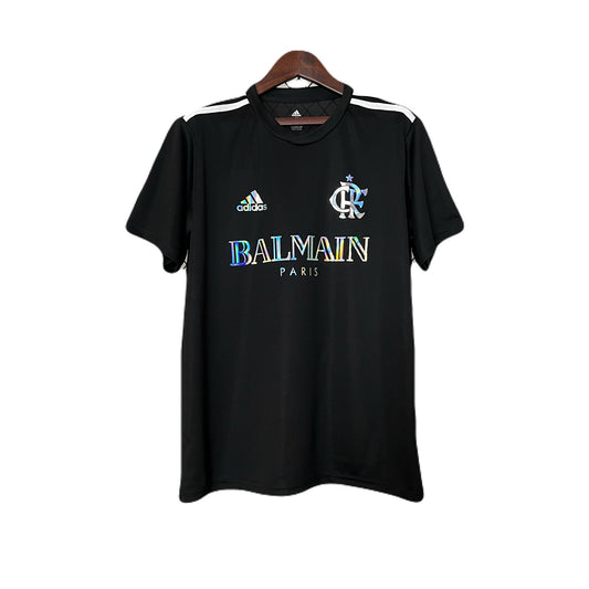 CAMISETA FLAMENGO EDIÇÃO LIMITADA BALMAIN PARIS PRETA 24/25 MASCULINA 