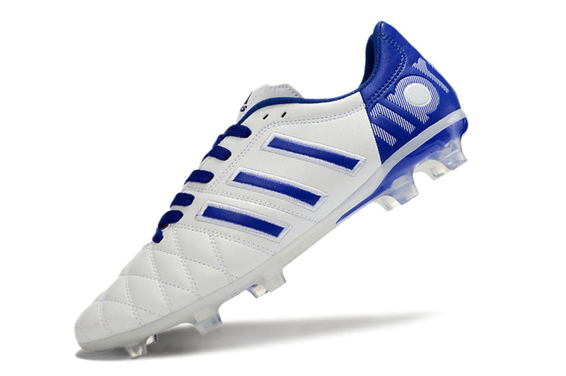 Chuteira Campo Adidas AdiPure 11 Pro FG Branca e Azul