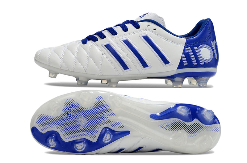 Chuteira Campo Adidas AdiPure 11 Pro FG Branca e Azul