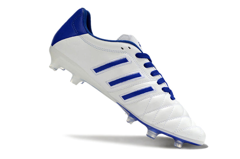 Chuteira Campo Adidas AdiPure 11 Pro FG Branca e Azul