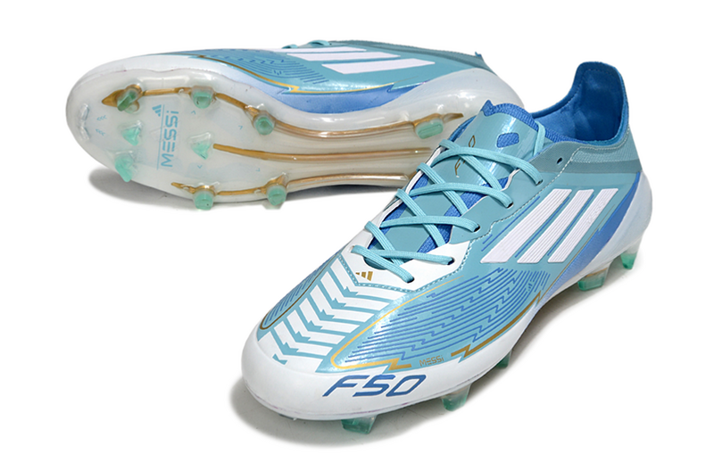 CHUTEIRA ADIDAS F50 MESSI ELITE CAMPO - AZUL E BRANCA